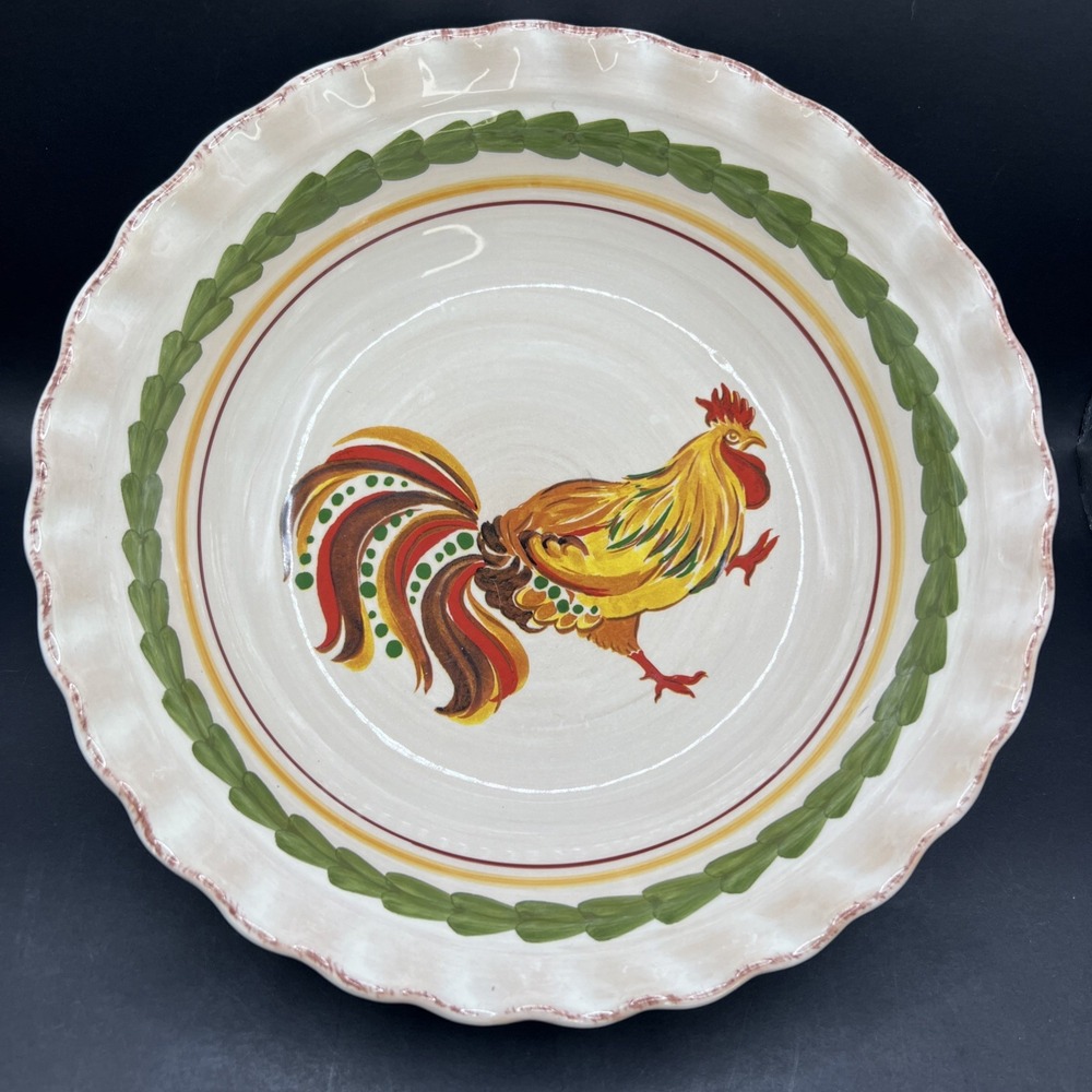 Williams Sonoma Tuscan Rooster Pasta Bowl 9.5 Inch Hand Painted Italy 2010